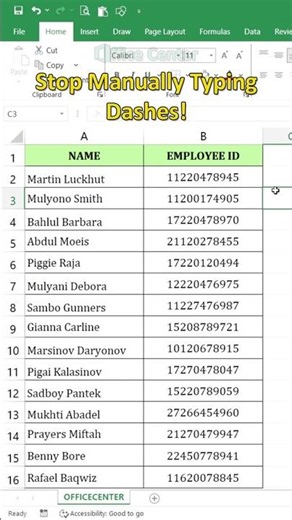 Stop Manually Typing Dashes! Use This Excel Custom Format Code #excel #dataextractor #exceltips