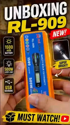 Rechargeable Flashlight Unboxing 🔦| Super Bright USB Charging Torch Review #Shorts