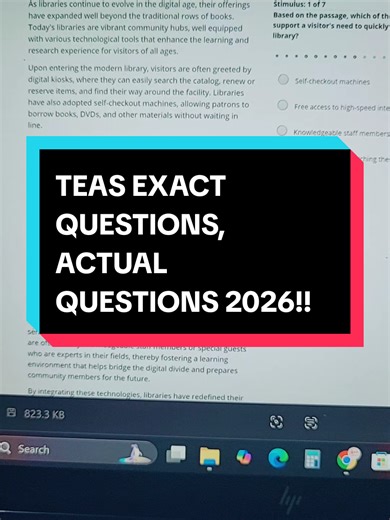Teas exact questions, ACTUAL QUESTIONS 2026!! TEAS exam study guide with answer's of exact questions available. what I used to pass TEAS exam 2026!! with a 96% score. #ati #teas #nurse #nursingstudent