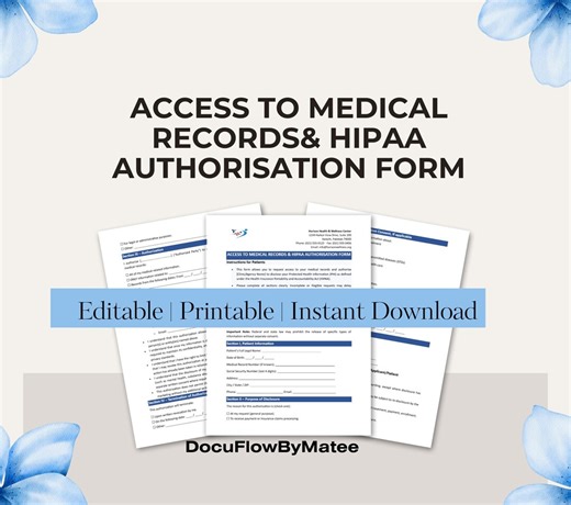 HIPAA 2-form Set | Medical Records Access & PHI Release Authorization | Editable Patient Forms - Etsy
