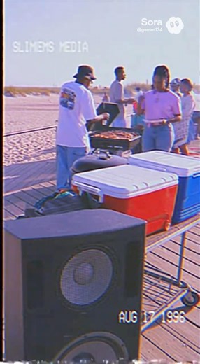 BEACH COOKOUT TRIP 🌊 REAL 90s NYC BLOCK DAY #sora2 #slimgemsmedia#90s #genzhumor #relatable