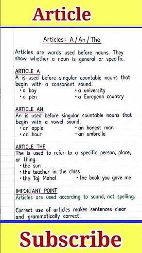 How to use articles correctly? Articles a an the #article #english #shorts