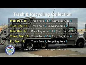 Upper Darby Township Trash & Recycling Collection Schedule: week of Dec. 15th, 2025