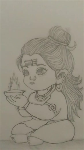 how to draw little shiva #art #youtubeshorts #drawing #mahadev