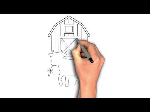 How to draw Cow in a barn drawing image