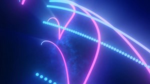 Download Neon pink and cyan lines forming abstract curves over for free