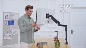 HUANUO Single Monitor Arm, Tall Computer Monitor Stand for 13–32 inch Screens Holds 4.4-19.8 lbs, Adjustable Monitor Mount Gas Spring Full Motion with C-Clamp & Grommet Base, VESA 75x75 or 100x100mm