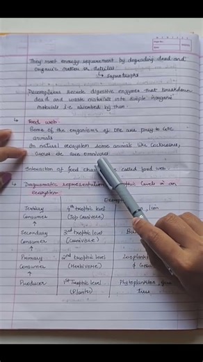 Food Web / Class 12 ecosystem Handwritten notes