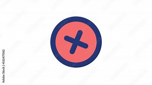 Animated failure sign color ui icon. Close program. Delete digital file. Seamless loop 4k video with alpha channel on transparent background. Simple filled line RGB pictogram animation