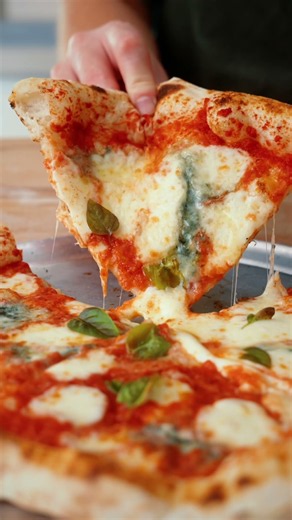 Sourdough pizza Margherita with blue cheese.