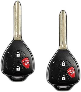 2X KeylessOption Key Fob Replacement for 2006 2007 2008 2009 2010 2011 2012 2013 Toyota Rav4 Yaris Scion xB Keyless Entry Remote Remote Control, 3-Button HYQ12BBY 4D67, Locksmith Required