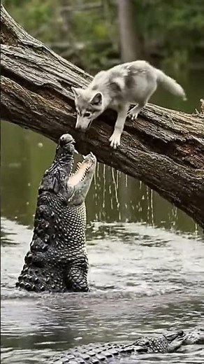 Wild Pup Hanging Over Crocodile Infested Water | Extreme Wildlife Rescue Moment