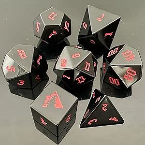 Obsidian Black Dragon Crystal Gem Dice Set of 7 Handmade Stone Dices for RPG,DND Made by Truewon Natural Gemstones