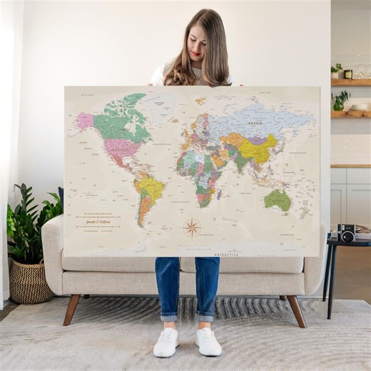Personalized True Wander Push Pin World Map - Etsy