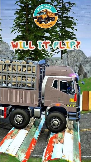 TOO HEAVY?! Brown Log Truck Pulls Tank Transport Across Pipe Speed Bumps!