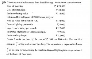 Q7) Calculate machine hour rate from the following. https://www... | Filo