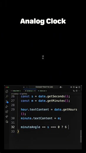 Analog clock // project for practice //#coding #webdesign #trending #python #viral #shorts