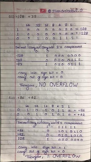 Binary Addition in 2’s Complement | Binary Addition in 8 bit register using 2’s Complement | #shorts