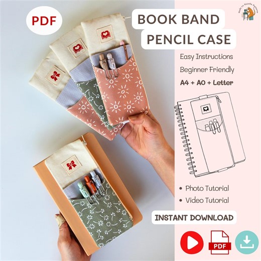 Notebook Pen Pouch Sewing Pattern PDF, Beginner Friendly Elastic Pencil Case, Video Tutorial - Etsy Australia