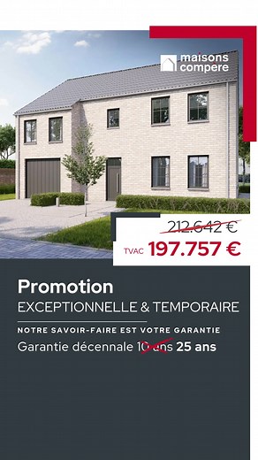 Promos exceptionnelles et temporaires sur vos modèles de maisons préférés. 﫶 Et une garantie “décennale” de non pas 10 mais 25 ans ! Maisons Compère, notre savoir-faire est votre garantie.  Découvrez vite notre catalogue gratuit, 408 pages avec plans et prix. | Compere | Facebook