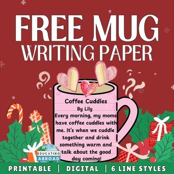 FREE Hot Chocolate Mug Writing Paper Template | With Lines & Without