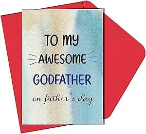 Godfather Fathers Day Card - 5x7 Inch Father's Day Card with Envelope, Awesome Godfather Fathers Day Gift from Godchildren Niece Nephew, Happy God father Greeting Cards Gifts from Godchildren
