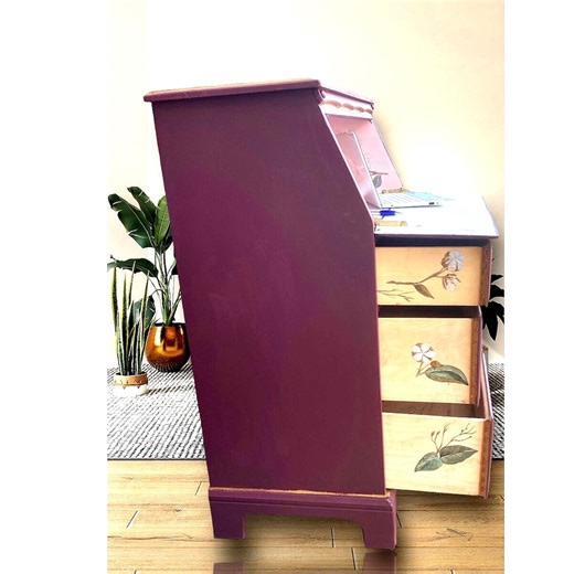 Decorated Wood Secretary Desk — Writing, Planning & Home Office Space   FREE Shipping - Etsy Canada