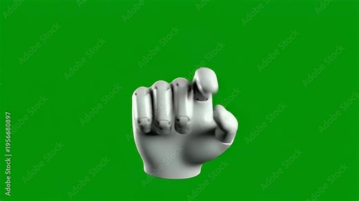 3D animated robotic hand pointing finger gesture on green screen