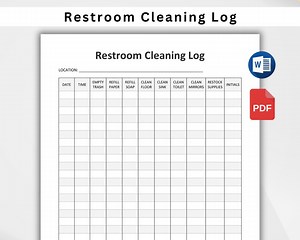 EDITABLE Restroom Cleaning Log for Business. Bathroom Cleaning Log. Bathroom Checklist. Restroom Checklist Template. PDF, Word, Google Docs - Etsy