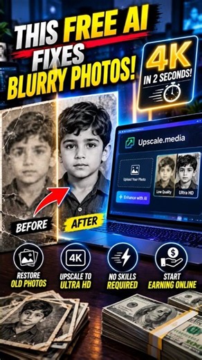 This FREE AI Restores Old Photos Instantly! 😱 | Make Money Online