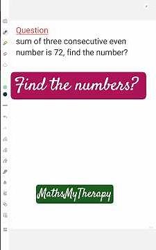 Find Three Consecutive Even Numbers | Sum of Consecutive Numbers | Important Maths Question for Exam