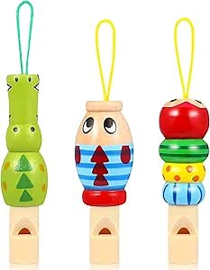Kisangel Kids Musical Toys 3 Pcs Wood Carved Animal Whistle Noise Makers Whistle Blowouts Whistles Party Noise Makers for Kids Birthday Bag Fillers(Random Color) Educational Toys