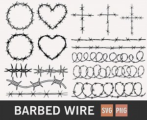 Barbed Wire Svg, Barb Wire Svg, Barbed Wire Border Svg, Fence Svg, Barbed Wire Heart, Barbed Wire Cross, Barbed Wire Cut Files Cricut Canva - Etsy Canada