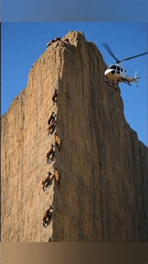 Mountain Goats Defy Gravity! 🐐🚁⛰️ Unbelievable Climb!