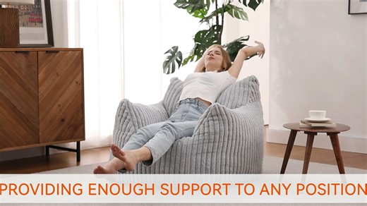 Ebenchico 3.8ft Large Bean Bag Chair Faux Fur Upholstered Foam Filled Lounge Sack, White