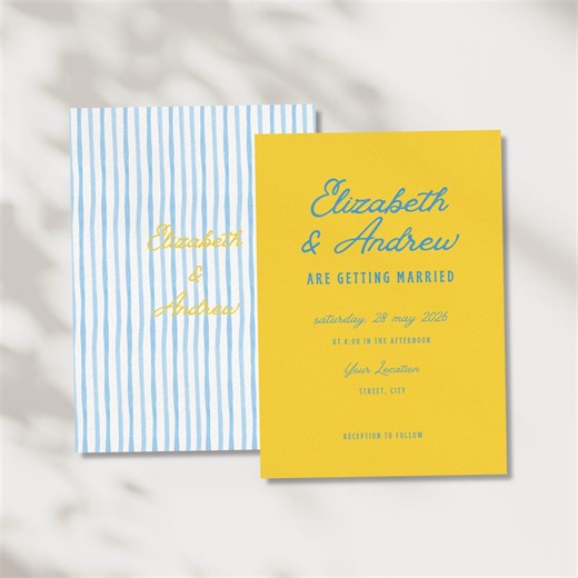 Retro Striped Wedding Invitation Template Suite, Colorful Wedding Template, Editable Canva Invite, Fun Modern Wedding Invitation Set - Etsy