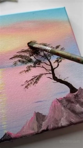 Day 11 Artist Traning -- Peaceful Nature Lake Painting 🛶 | Relaxing Scenery Art