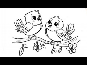 How to Draw Cute Birds Easy | Bird Drawing for Kids & Beginners