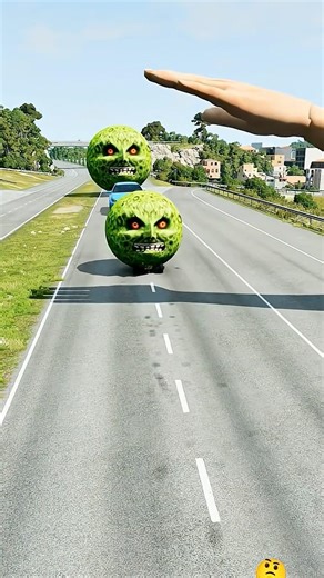 Cars vs Giant Hand Slap in the game BeamNG.drive#shorts