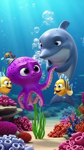 Octopus, Dolphin & Golden Fish | Amazing Underwater Friendship | Short Video #dolphinwatching