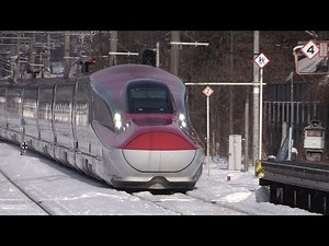 Akita Shinkansen E6 & E3 Series Train Running in Winter | Snowy landscape of Japan