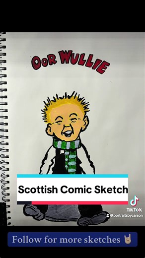 Scottish Comic Book Sketch #draw #drawings #art #sketchbook #sketch #artist #artoftheday #fyp #foryoupag #viraltiktok #trendingvideo #pen #paint #painting #glasgow #scotlandtiktok #scottish #celticfan #celtic #celticfc #scarf #celticart
