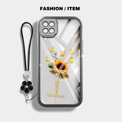 VRQR Clear Phone Case For Samsung Galaxy A12 M12 F12 A12S A22 4G 5G M22 M32 F42 A22S A125 5G Phone Shell Sunflower Butterfly with Lanyard | Lazada