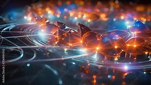 A highspeed capturing the moment when a quantum teleportation experiment is successful, as two particles become entangled and exchange information without any physical connection.