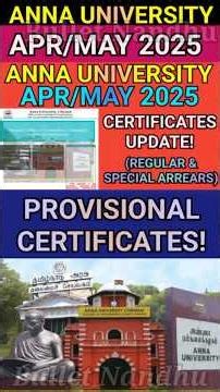 Anna University Provisional Certificate! #annauniversity #specialarrears#regular#certificates #r2021