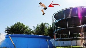 4 Story Trampoline Tower PARKOURSE! (Parkour Challenge in our Water Park)