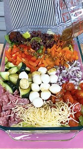 Easy one pan Italian meal! Amy makes an easy Italian chopped salad with salami, grape tomatoes, onions, sun dried tomatoes, and more! | Anyone Can Cook