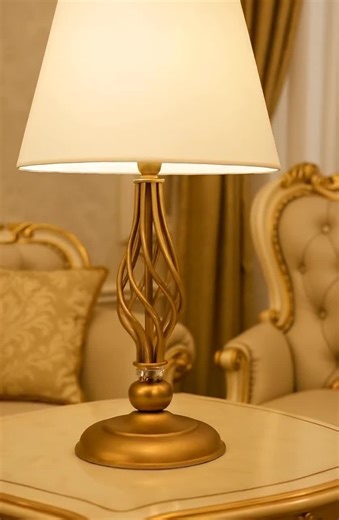 Antique Gold Table Lamp With Fabric Shade - Modern Classic Bedside Lighting 20x48cm - Etsy