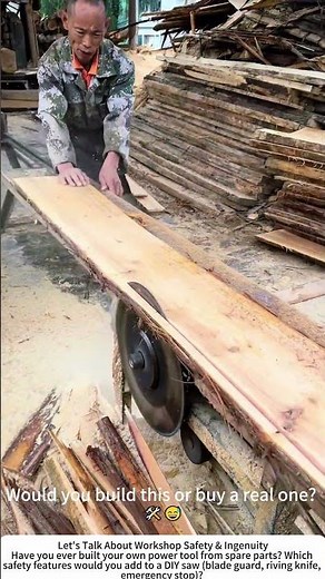 DIY Table Saw in Action – Cutting Wood for Furniture Projects 🔨