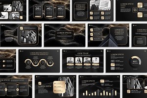 Luxury Black and Gold Powerpoint Template, Minimalist Business Presentation, Marketing Strategy Slides, Pitch Deck Templates - Etsy